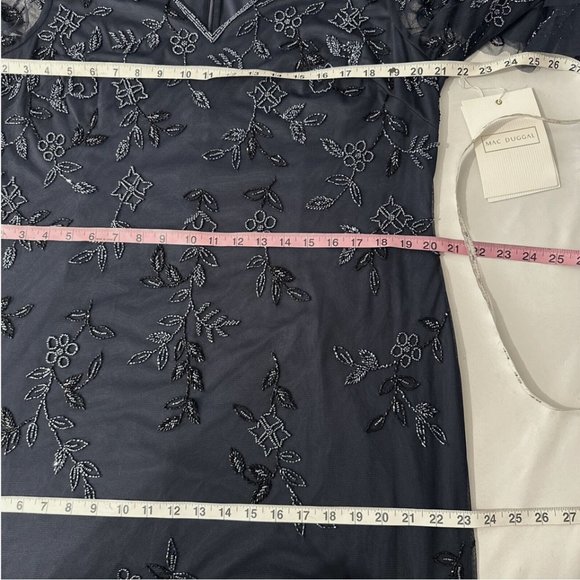 NWT $698 Mac Duggal [ 16W ] Embellished Flutter Tiered Long‎ Sleeve Gown Q634 - Picture 4 of 16